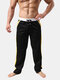 Mens Home Trousers  Casual Running Drawstring Sports Cotton Pants - Black