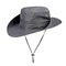 Mens Summer Cotton Visor Bucket Hats Fisherman Hat Outdoor Climbing Sunshade Cap - Dark Grey