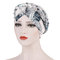 New Printed Sanding Milk Silk Muslim Headscarf Hat Flower Cloth Short Beanie Cap Can Be Hidden - Gray