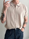 Mens Solid Knit Button Up Short Sleeve Shirt - Khaki