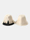 Unisex Cotton Patchwork Contrast Color Double-sided Wearable Bucket Hat - Beige