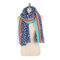 Women Leopard Pattern Pleated Striped Cotton And Linen Scarf Outdoor Casual Windproof Warm Scarf - Blue