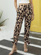 Leopard Print High Waist Casual Pants For Women - Coffee
