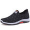 Men Knitted Fabric Non Slip Breathable Slip On Sport Casual Sneakers   - Grey