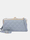 Women Faux Leather Fashion Argyle Large Capacity Multifunction Crossbody Bag Shoulder Bag - Blue