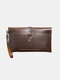 Men PU Leather Briefcases Splashproof Clutch Bags Clip Bag - Coffee