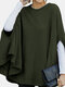 Solid Color Cape Curved Hem Casual Blouse for Women - Army green
