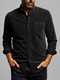 Mens Solid Button-Down Collar Casual Long Sleeve Shirts - Black