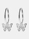 Trendy Hollow Butterfly-shaped Alloy Earrings - Silver