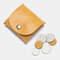Women Genuine Leather Coin Purse Key Earphone Storage Short Purse - Yellow