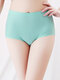 Plus Size Seamless Plain High Waisted Full Hip Smooth Panty - Light Blue