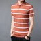 Summer Mens Short-sleeved T-shirt Youth Striped Loose Golf Shirts - Red