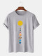 Plus Size Mens 100% Cotton Colorful Planet Print Fashion Short Sleeve T-Shirts - Gray