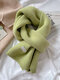 Unisex Knitted Thickened Solid Color Letter Cloth Label Autumn Winter Simple Warmth Scarf - Green