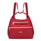 Women Multi-function Nylon Waterproof Crossbody Bag Casual Backpack - Wine Red