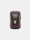 Men 6.3 Inch Solid Genuine Leather Belt Phone Bag Wallet - Brown