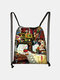 Women Cat Print Backpack Shopping Bag - #02