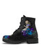 Large Size Casual Cartoon Print Lace-up Comfortable Combat Boots For Women - Black
