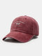 Unisex Washed Made-old Cotton Rose Letter Printing Fashion Sunscreen Baseball Caps - Wine Red