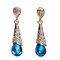 Elegant Ear Drop Earrings Rhinestone Multi Tangent Plane Gemstone Dangle Ethnic Jewelry for Women - Blue