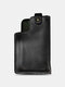 Vintage Genuine Leather EDC Stitch Detail Waist Bag 6.5 Inch Phone Bag Multifunction Bag - Black