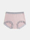 Plus Size Women Cotton Lace Trim Antibacterial Breathable High Waist Panties - Pink