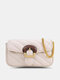 Women Vintage Faux Leather Multi-Carry Chain Crossbody Bag Shoulder Bag - White