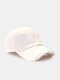 Unisex Cotton Distressed Ripped Hole Solid Color Trendy All-match Adjustable Outdoor Sunshade Peaked Caps Baseball Caps - White