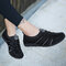 Comfortable Slip On Walking Slip Resistant Athletic Flat Shoes - Black