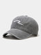 Unisex Washed Made-old Cotton Solid Color 3D Embroidery Sunshade Simple Baseball Cap - Gray