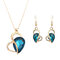 Heart Jewelry Set Alloy Rhinestone Crystal Earrings Necklace Set - Blue
