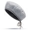 Women Winter Warm Wool Beret Hat Vintage Woolen Casual Painter Hat Outdoor Windproof Hat - Gray