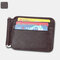 Men Women Bifold Genuine Leather Short Wallet Card Holder - Coffee