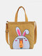 Women Canvas Cat Rabbit Pattern Handbag Shoulder Bag Crossbody Bag - Yellow