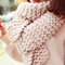 Women Winter Solid Colors Rough Knitted Scarves Outdoor Thick Warm Soft Scarf Shawl - Pink