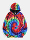 Mens Colorful Swirl Tie-Dye Print Stylish Casual Pullover Hoodie - Multicolor
