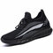 Women Running Knitted Stripe Detail Breathable Slip Resistant Casual Sneakers - Black