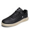 Men PU Leather Non Slip Pure Color Casual Shoes - Black