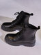 Women Casual Classic Lace Up Platform Short Combat Boots - Black