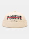 Unisex Cotton Letter Pattern Embroidery All-match Brimless Beanie Landlord Cap Skull Cap - Beige