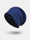 Men Wool Plus Thick Winter Keep Warm Windproof Knitted Hat - Blue
