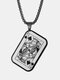 Vintage Playing Card Rectangular Pendant Spades K Heart K Stainless Steel Necklace - Steel Color