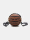 Women Chain Basketball Small Round Bag Handbag Crossbody Bag Satchel Bag - Brown