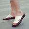 Men Large Size Non-Slip Leather Slippers Beach Shoes - White