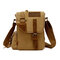 Augur Men's Vintage Leisure Genuine Leather Canvas Messenger Crossbody bag Shoulder Bag - Khaki