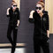 Gold Plus Thickening Sports Suit Female New Double-faced Cashmere Sweater Two-piece - Black