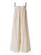 Solid Color Straps Pleated Jumpsuit For Women - Beige