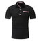Casual Plaid Patchwork Slim Fit Pocket Short Sleeve Golf Shirts For Men - Black