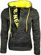 Mens Letter V-Neck Zip Knit Pullover Casual Drawstring Hooded Sweaters - Yellow