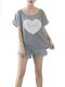 Women's 2 Pcs Shorts Sleepwear Suit Short Sleeve Sweet Cartoon Pajamas Suit - Grey